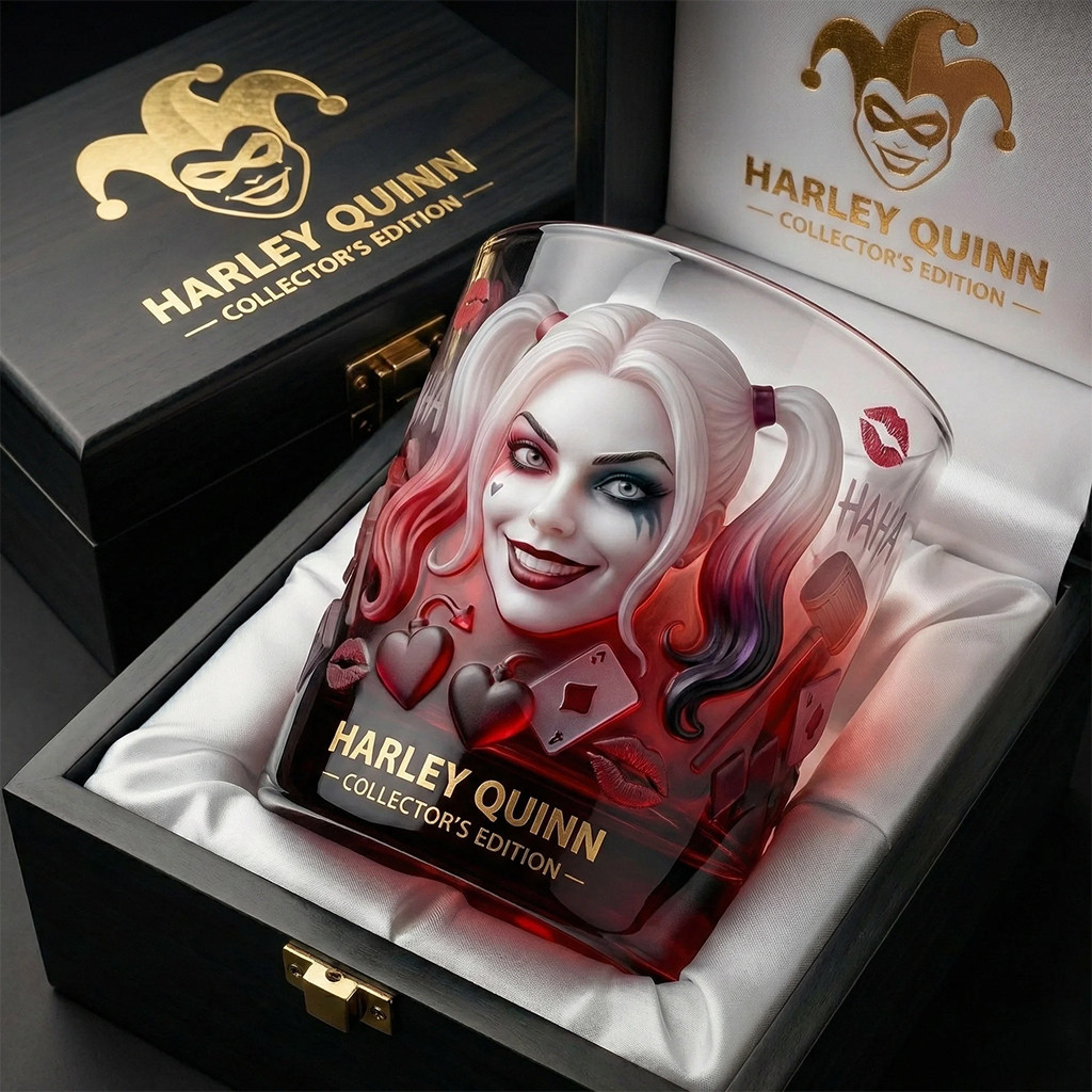 Harley Quinn Collector's Edition Whiskey Glass Harley Quinn Joker Merch Gifts For Fans