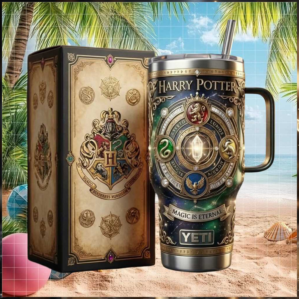 Harry Potter Hogwarts Houses Tumbler Magic Is Eternal Travel Cup Harry Potter Merch Fan Gifts