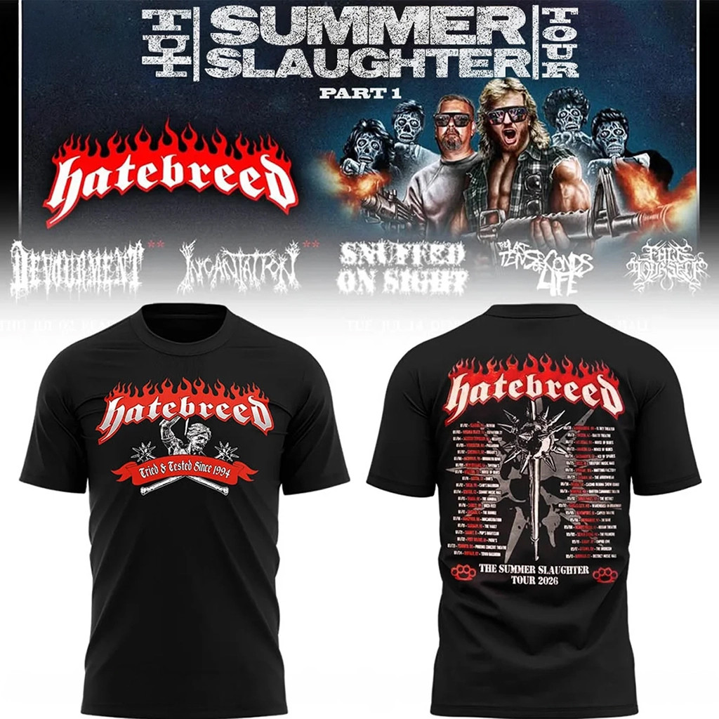 Hatebreed Merch Summer Slaughter Tour 2026 T-Shirt Music Related Gifts For Guys