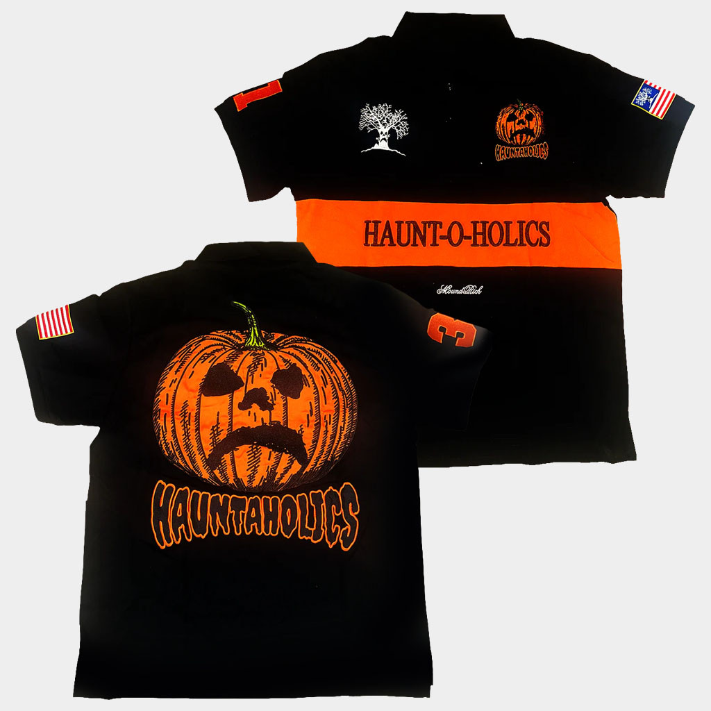 Haunted Mound Merch Hauntaholics Black Polo Shirt Gifts For Rap Lovers