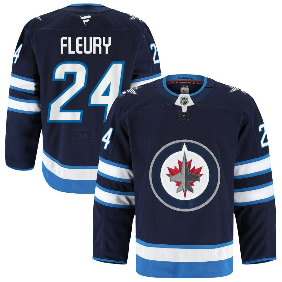 Haydn Fleury Winnipeg Jets 2025 Home Pro Navy Jersey 1 Haydn Fleury Winnipeg Jets 2025 Home Pro Navy Jersey
