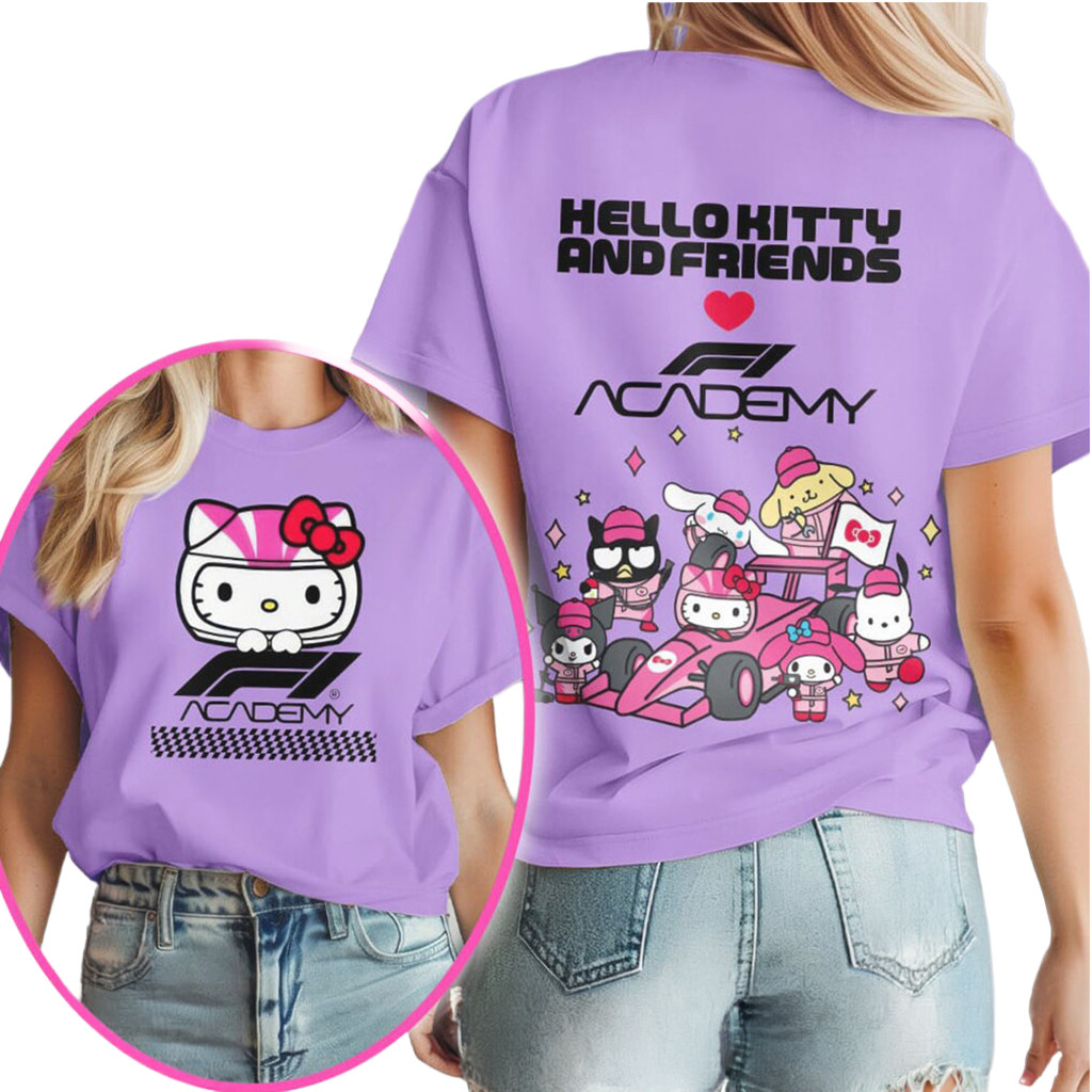 Hello Kitty And Friends X F1 Academy Racing Graphic T-Shirt Best Gifts For Sisters
