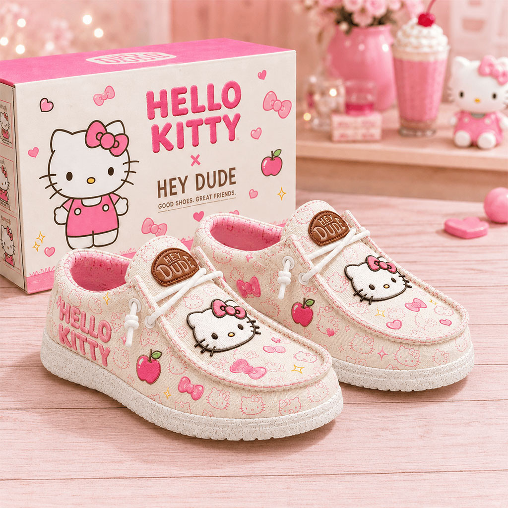 Hello Kitty Hey Dude Shoes Cute Sanrio Character Loafer Shoes Kawaii Gifts For Daughters