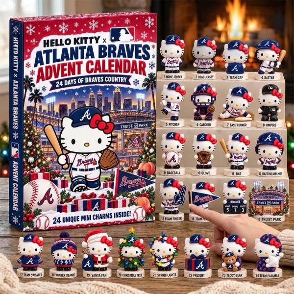 Hello Kitty X Atlanta Braves 2026 Advent Calendar Christmas Tree Ornaments Atlanta Braves Merch - Image 2