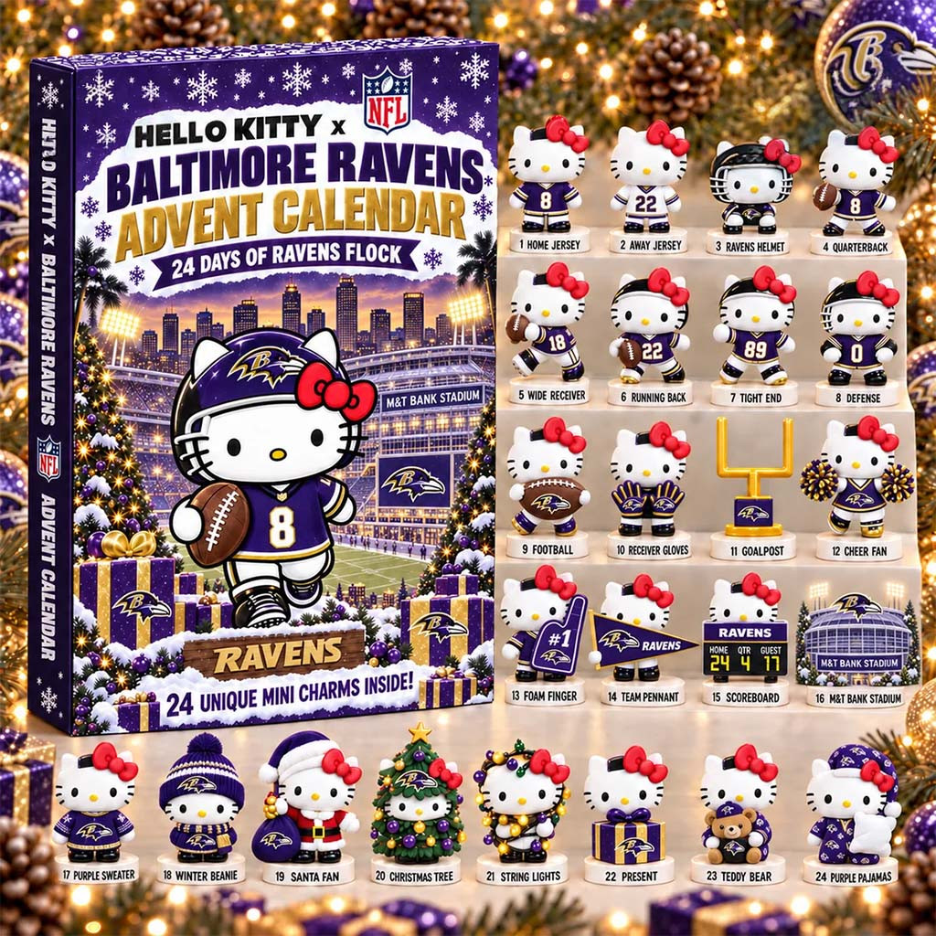 Hello Kitty X Baltimore Ravens Advent Calendar 24 Days Of Ravens Flock Christmas Ornament'