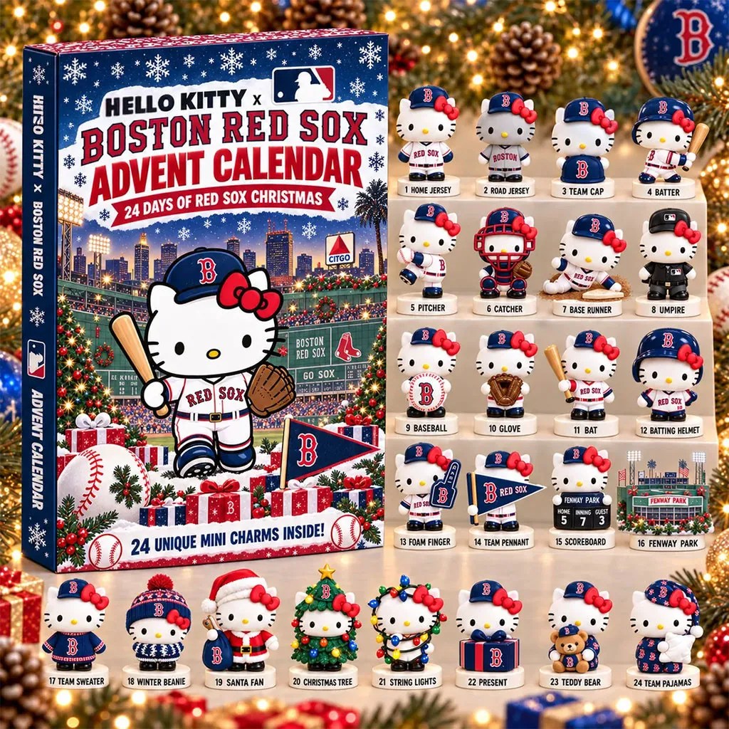 Hello Kitty X Boston Red Sox Advent Calendar Christmas Tree Ornaments Red Sox Merch Fan Gifts