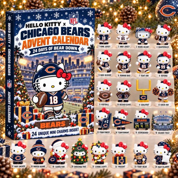 Hello Kitty X Chicago Bears Advent Calendar 24 Days Of Bear Down Christmas Ornament Xmas Gifts - Image 2