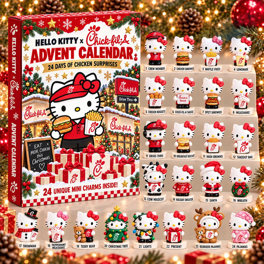 Hello Kitty X Chick Fil A Advent Calendar 24 Days Of Chicken Surprises Christmas Ornaments