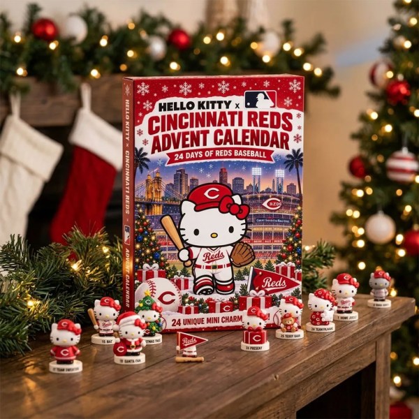 Hello Kitty X Cincinnati Reds Christmas Advent Calendar 24 Days Of Reds Baseball Xmas Ornaments - Image 2