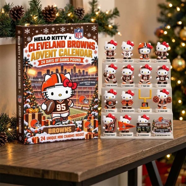 Hello Kitty X Cleveland Browns Advent Calendar 24 Days Of Dawg Pound Christmas Ornaments - Image 2