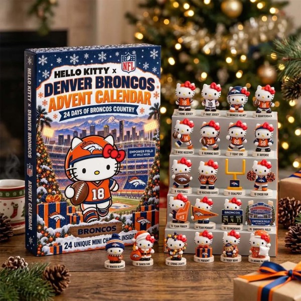 Hello Kitty x Denver Broncos Advent Calendar Christmas Tree Ornaments Broncos Merch Gifts For Fan - Image 2
