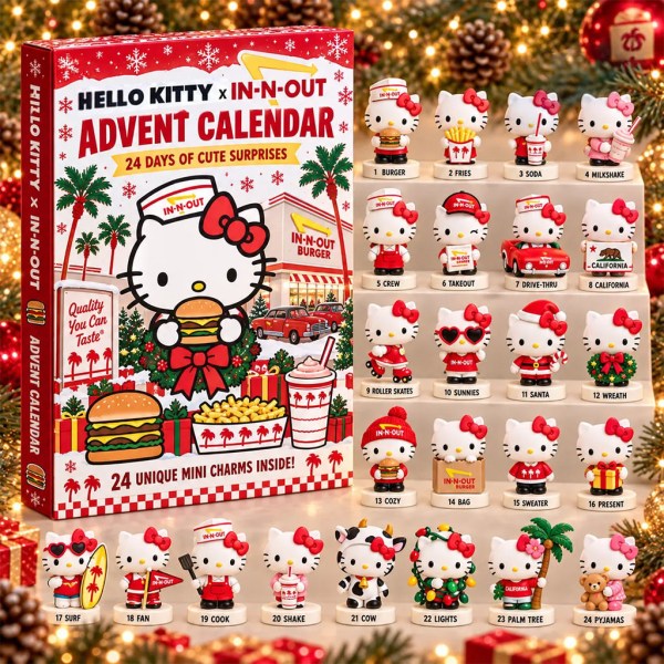 Hello Kitty X In-N-Out Burger Advent Calendar 24 Days Of Cute Surprises Christmas Ornaments - Image 2