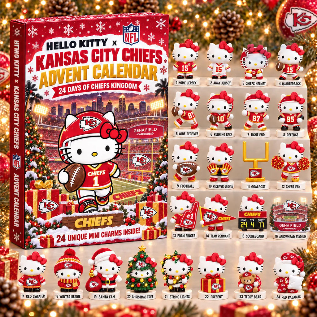 Hello Kitty X Kansas City Chiefs Advent Calendar Christmas Ornaments KC Chiefs Merch Fan Gifts