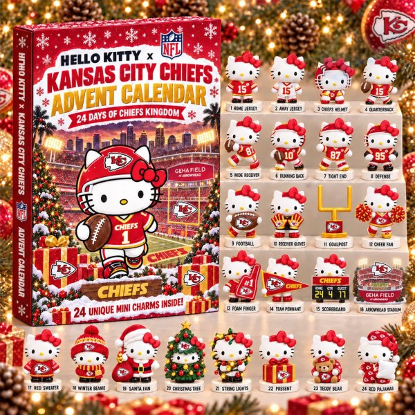 Hello Kitty X Kansas City Chiefs Advent Calendar Christmas Ornaments KC Chiefs Merch Fan Gifts - Image 2
