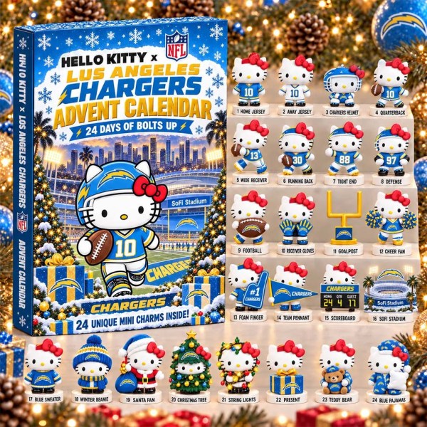 Hello Kitty x Los Angeles Chargers Advent Calendar Xmas Tree Ornaments LA Chargers Merch Gifts - Image 2