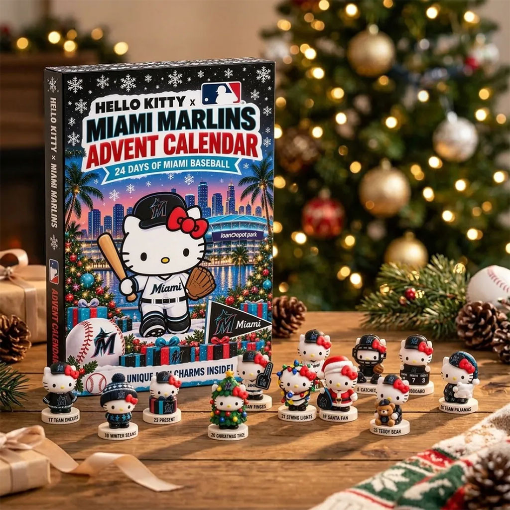Hello Kitty X Miami Marlins 2026 Advent Calendar Christmas Ornaments Miami Marlins Merch Decor