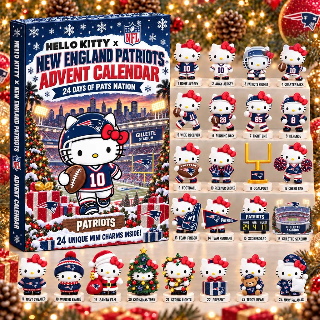 Hello Kitty x New England Patriots Advent Calendar Christmas Tree Ornaments NE Patriots Merch