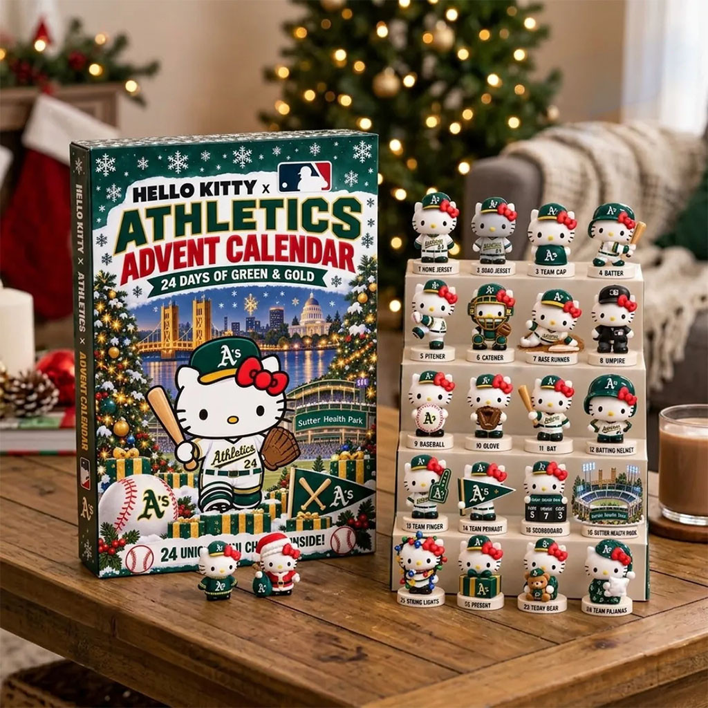 Hello Kitty X Oakland Athletics Advent Calendar Christmas Tree Ornaments Athletics Merch