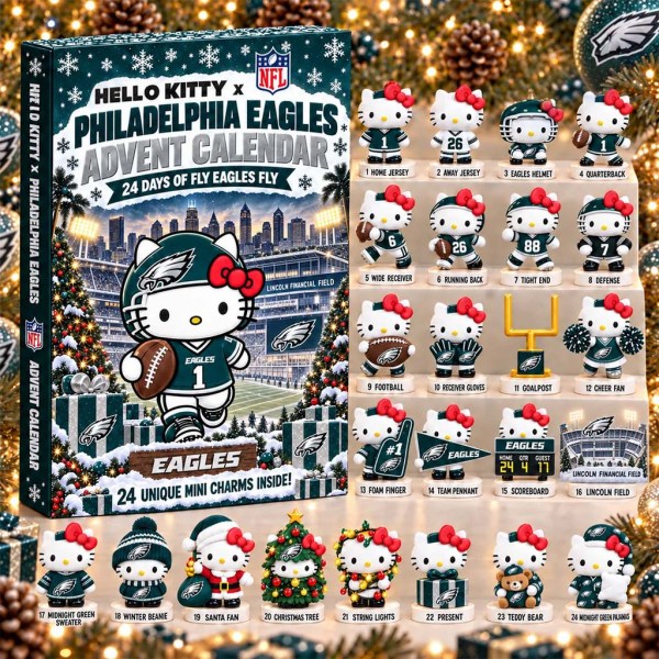 Hello Kitty x Philadelphia Eagles Advent Calendar Christmas Tree Ornaments Eagles Merch Gifts - Image 2