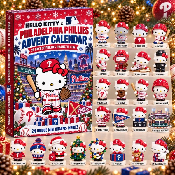 Hello Kitty X Philadelphia Phillies Advent Calendar 24 Day Of Christmas Ornament Phillies Merch - Image 2