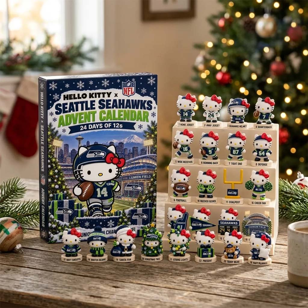 Hello Kitty x Seattle Seahawks Advent Calendar Xmas Tree Ornaments Seahawks Merch Fan Gifts