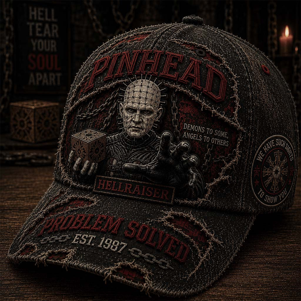 Hellraiser Merch Pinhead Demons To Some Angels To Others Hat Problem Solved Hat Horror Gifts