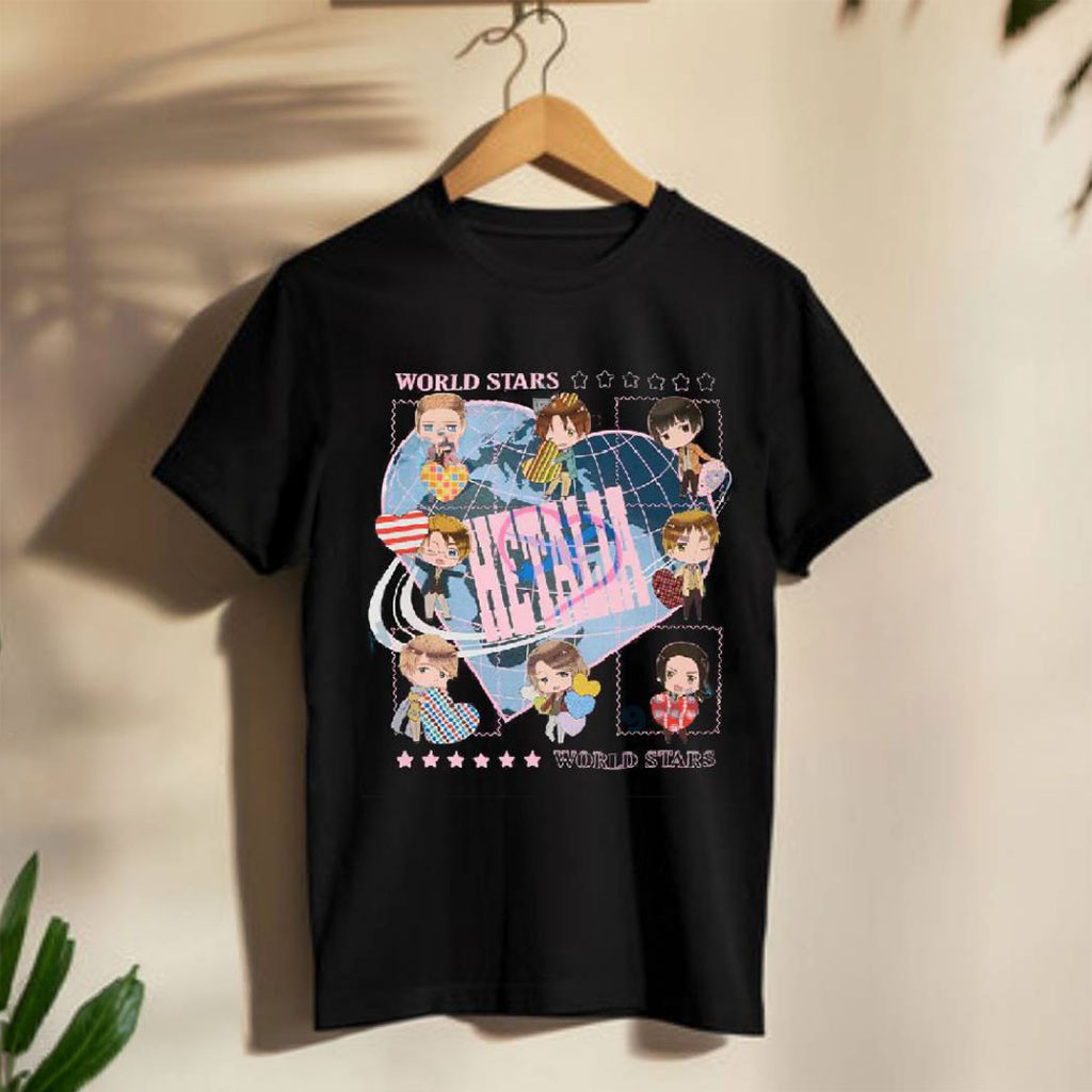 Hetalia World Stars Chibi Character T-Shirt Hetalia World Stars Merch Gifts For Anime Lovers