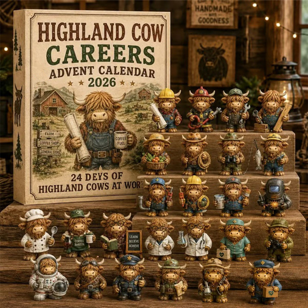 Highland Cow 2026 Careers Advent Calendar 24-Day 2026 Christmas Countdown Gifts for Cow Lovers