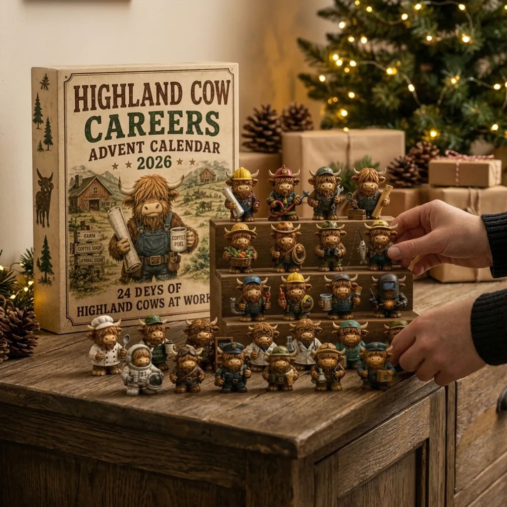 Highland Cow Careers Advent Calendar 2026 Christmas Ornaments Gift For Highland Cow Lovers