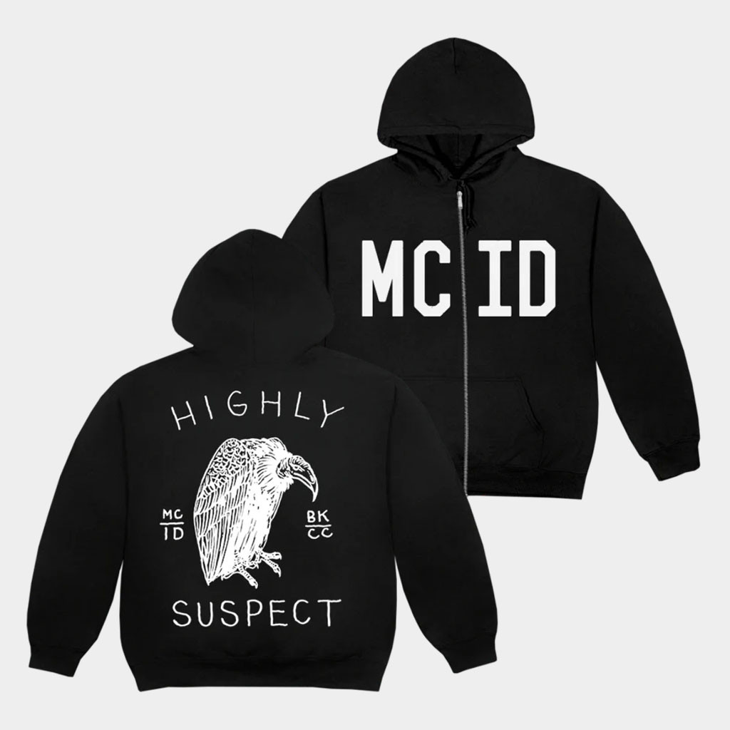 Highly Suspect Merch 2026 MCID Vulture Black Zip Hoodie Presents For Rock Music Lovers