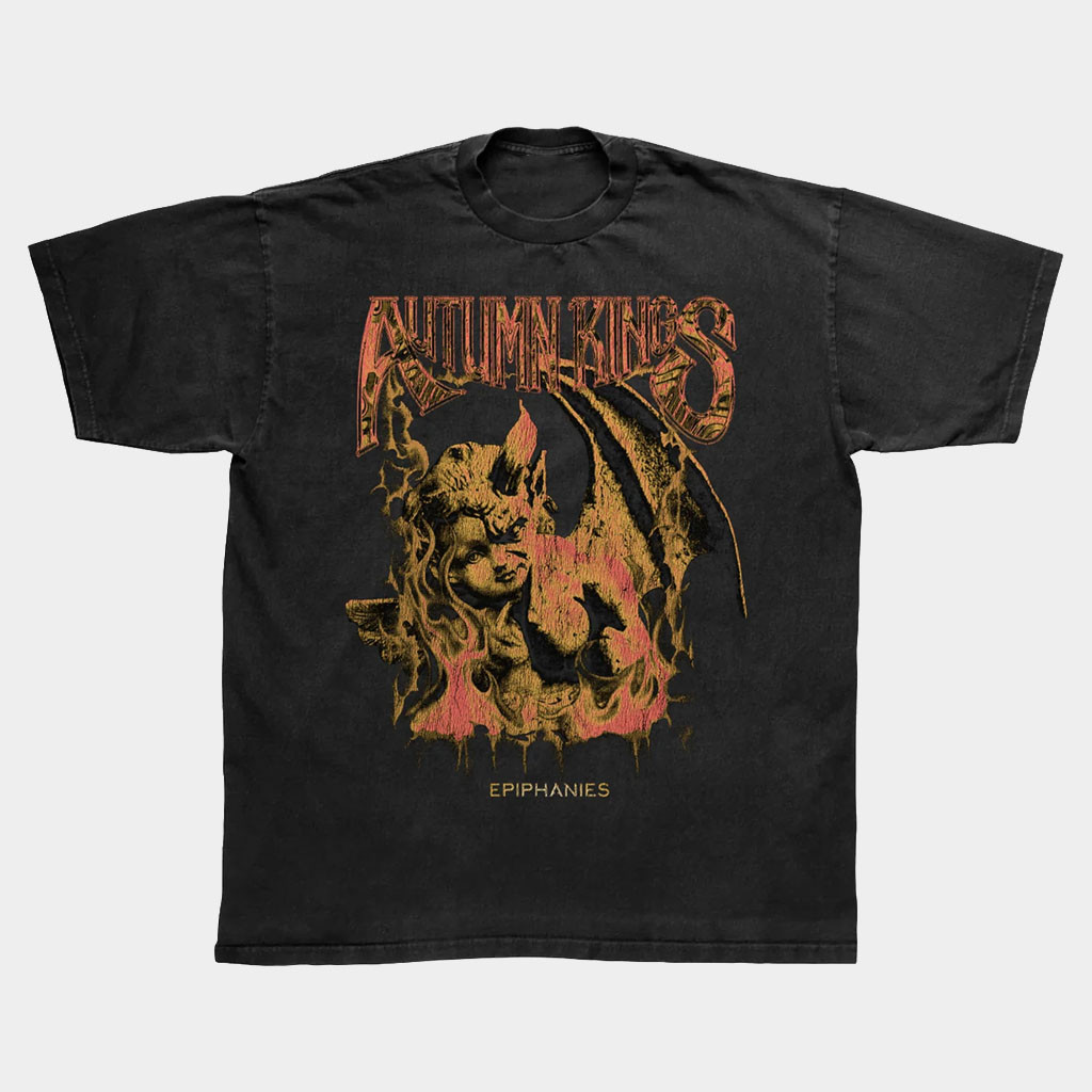Hopeless Records Merch 2026 Autumn Kings Angel Black T-Shirt Autumn Kings Merch Rock Fan Gifts