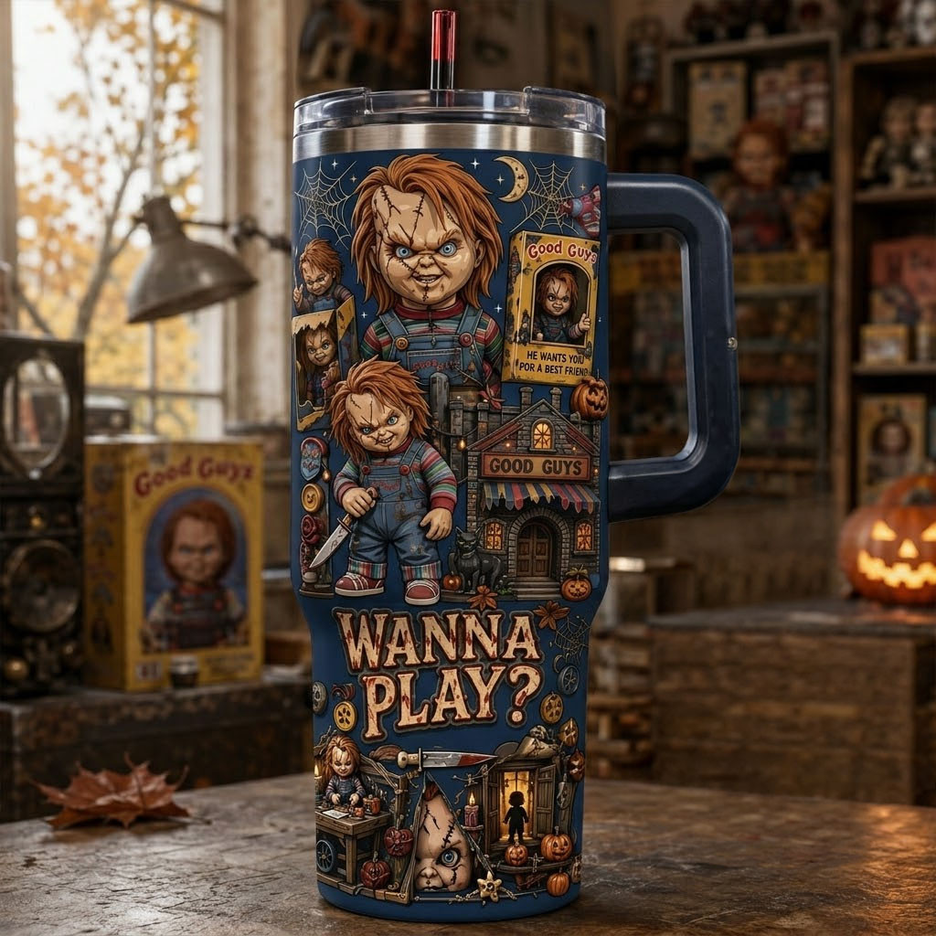Horror Chucky Wanna Play Tumbler Halloween Cap Gift Ideas For Horror Lovers