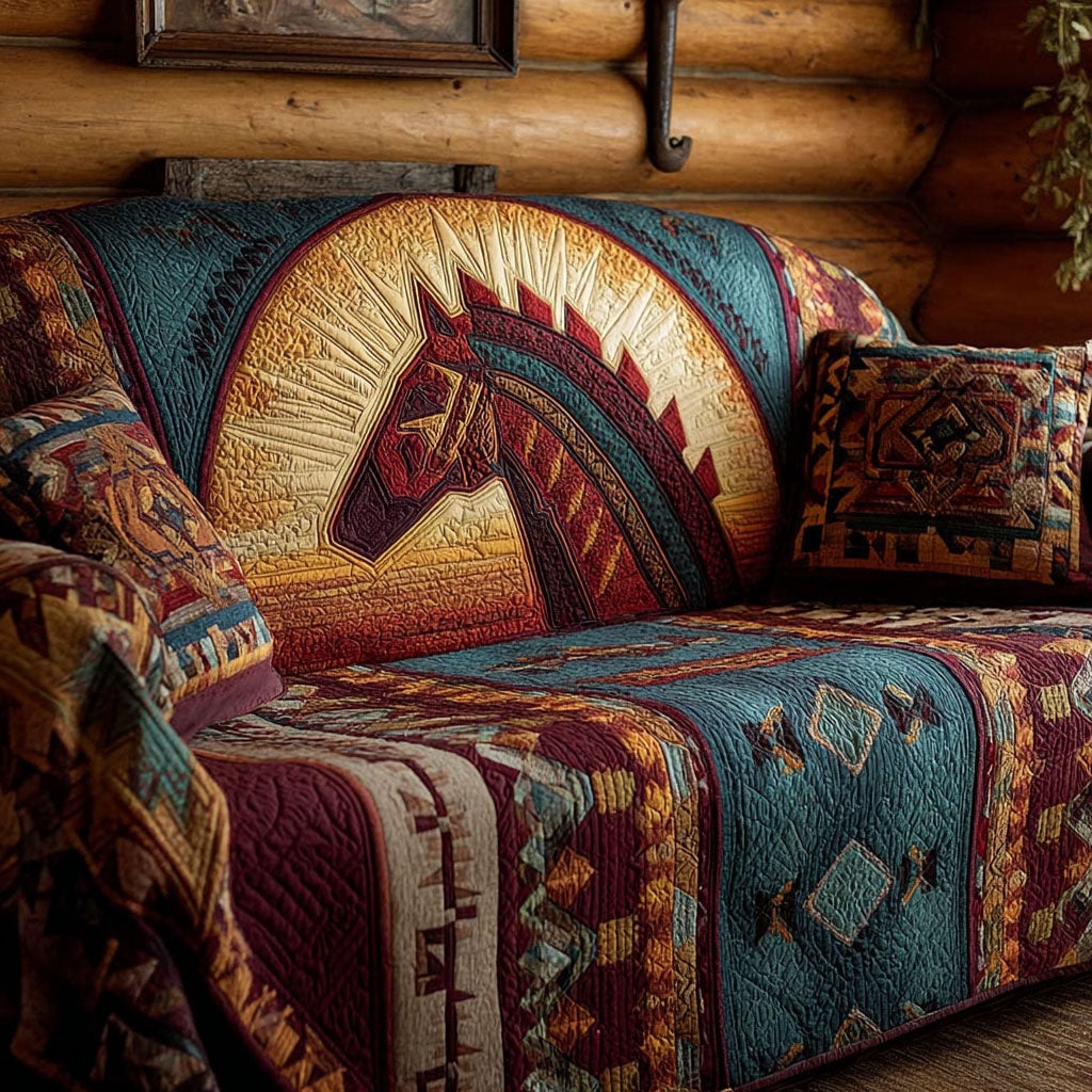 Horse Spirit Quilted Couch Cover Cat Scratch Furniture Protector Mothers Day Gift For Great Grandma