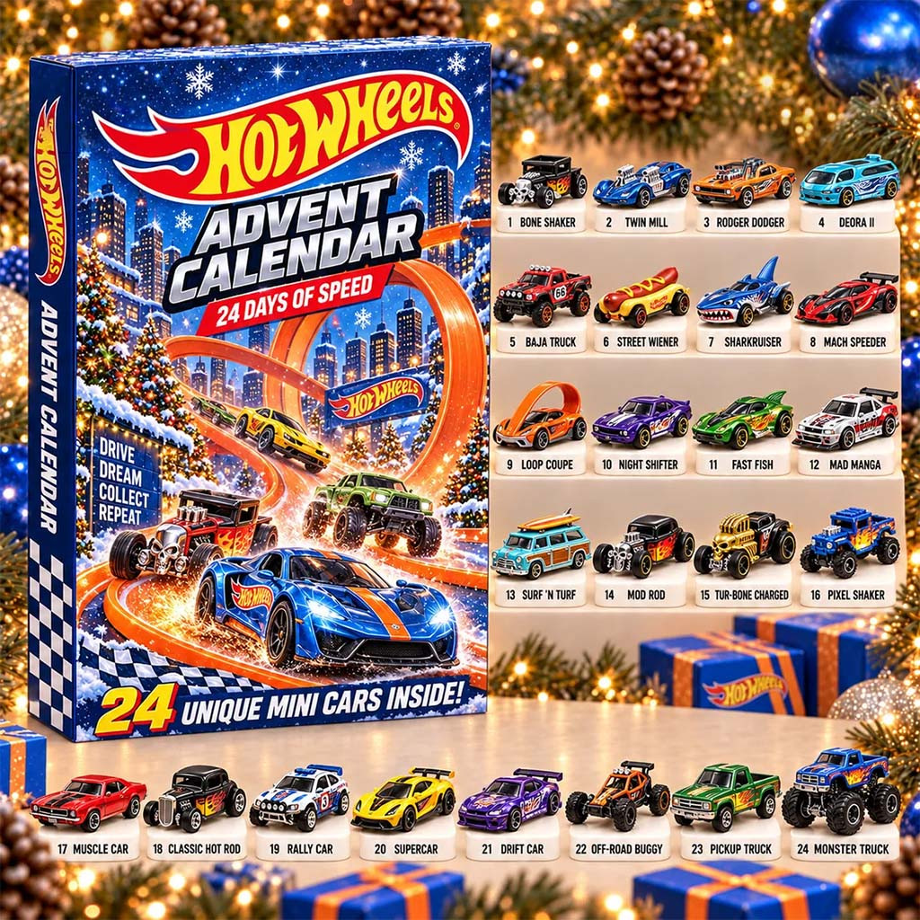 Hot Wheels Advent Calendar 2026 24 Days Of Speed Christmas Ornaments Hot Wheels Merch Son Gifts