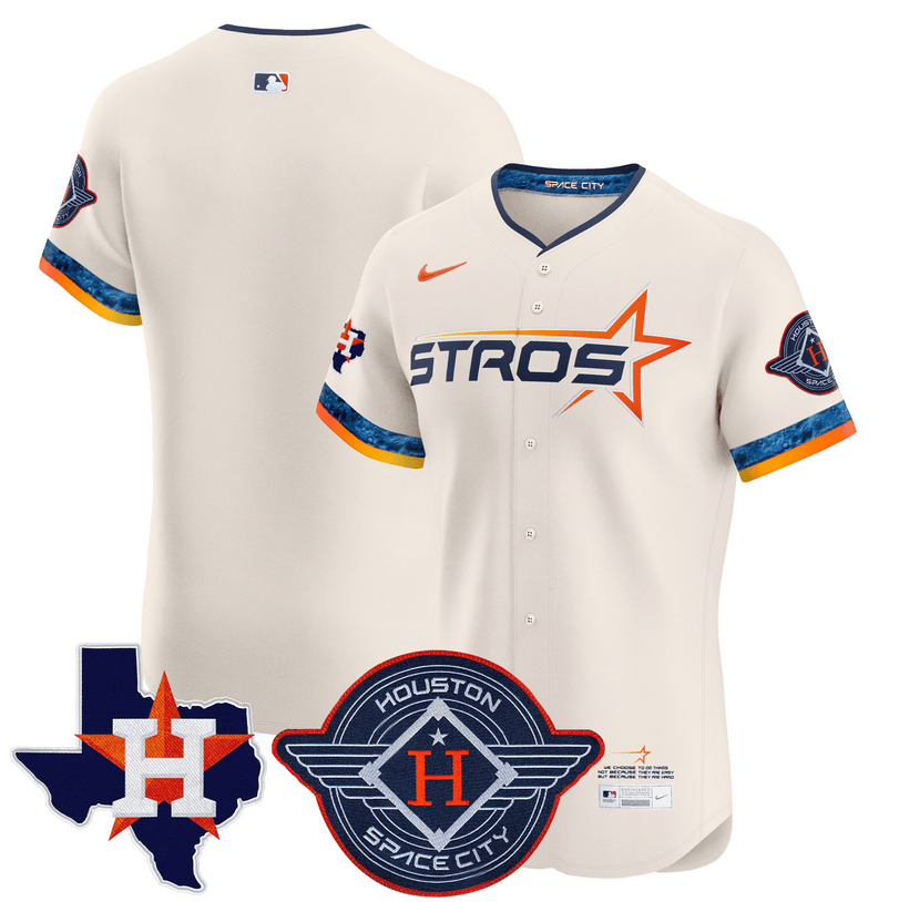 Houston Astros 2025 City Connect Texas Patch Vapor Premier Elite Jersey - Cream
