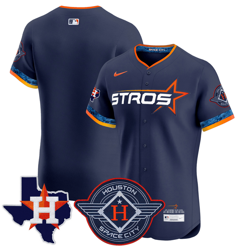 Houston Astros 2025 City Connect Texas Patch Vapor Premier Elite Jersey - Navy