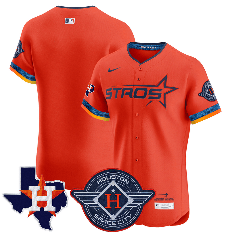 Houston Astros 2025 City Connect Texas Patch Vapor Premier Elite Jersey - Orange