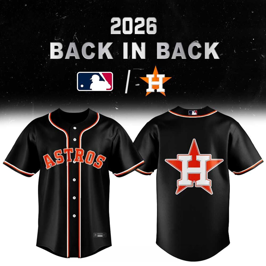 Houston Astros 2026 Back In Black Jersey Houston Astros Merch Gift Ideas For Baseball Fans