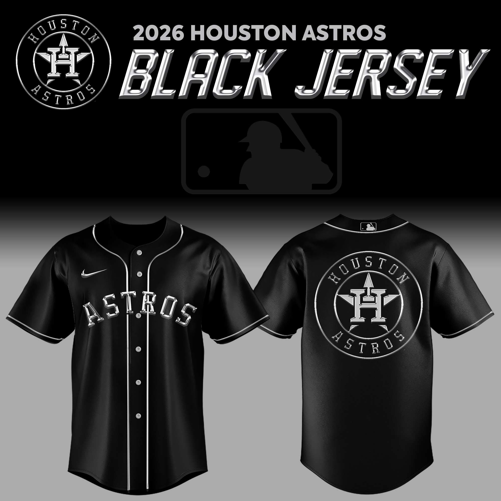 Houston Astros Back In Black 2026 Jersey Houston Astros Merch Present For Baseball Fans