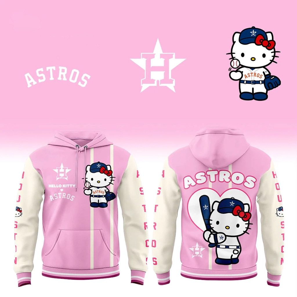 Houston Astros X Hello Kitty 2026 Pink Hoodie Houston Astros Merch Best Gifts For Baseball Fans