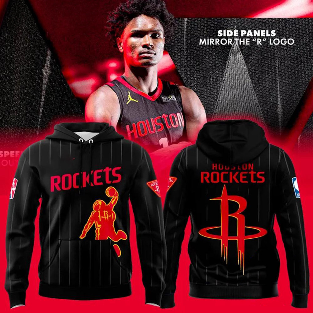 Houston Rockets NBA 2026 New Logo Black Hoodie Rockets Merch Birthday Gift For Son