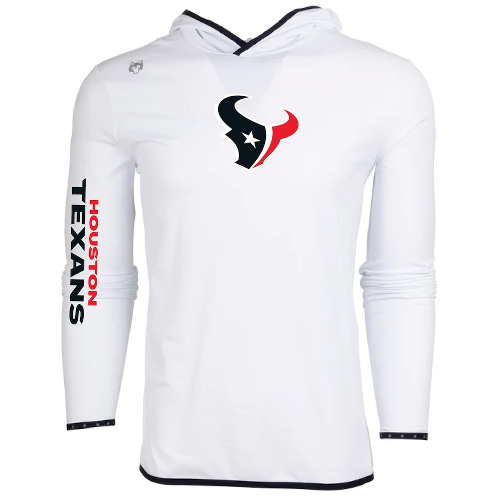Houston Texans Merch - Men's Greyson Clothiers Colorado Long Sleeve Hoodie T-Shirt, White - Good Football Gifts