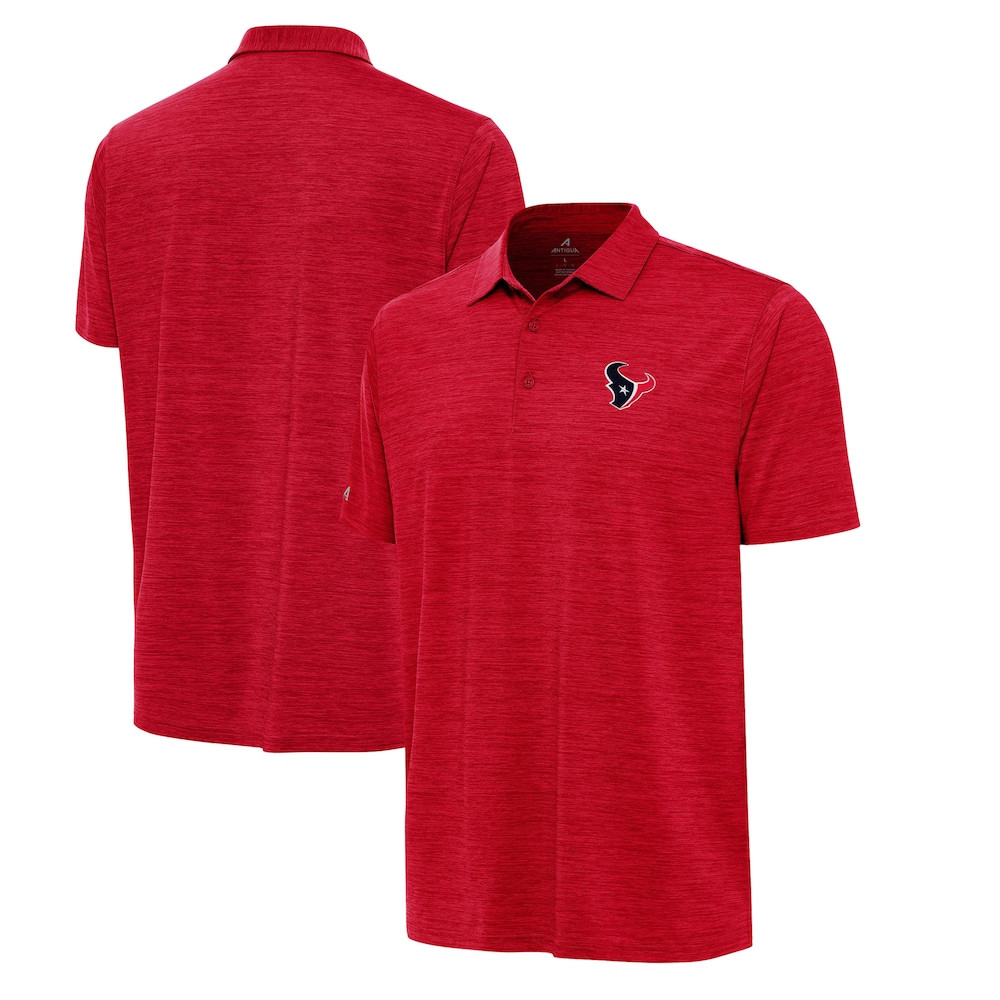 Houston Texans Merch - Men's Heather Layout Polo, Red - Antigua - Presents For Football Fans