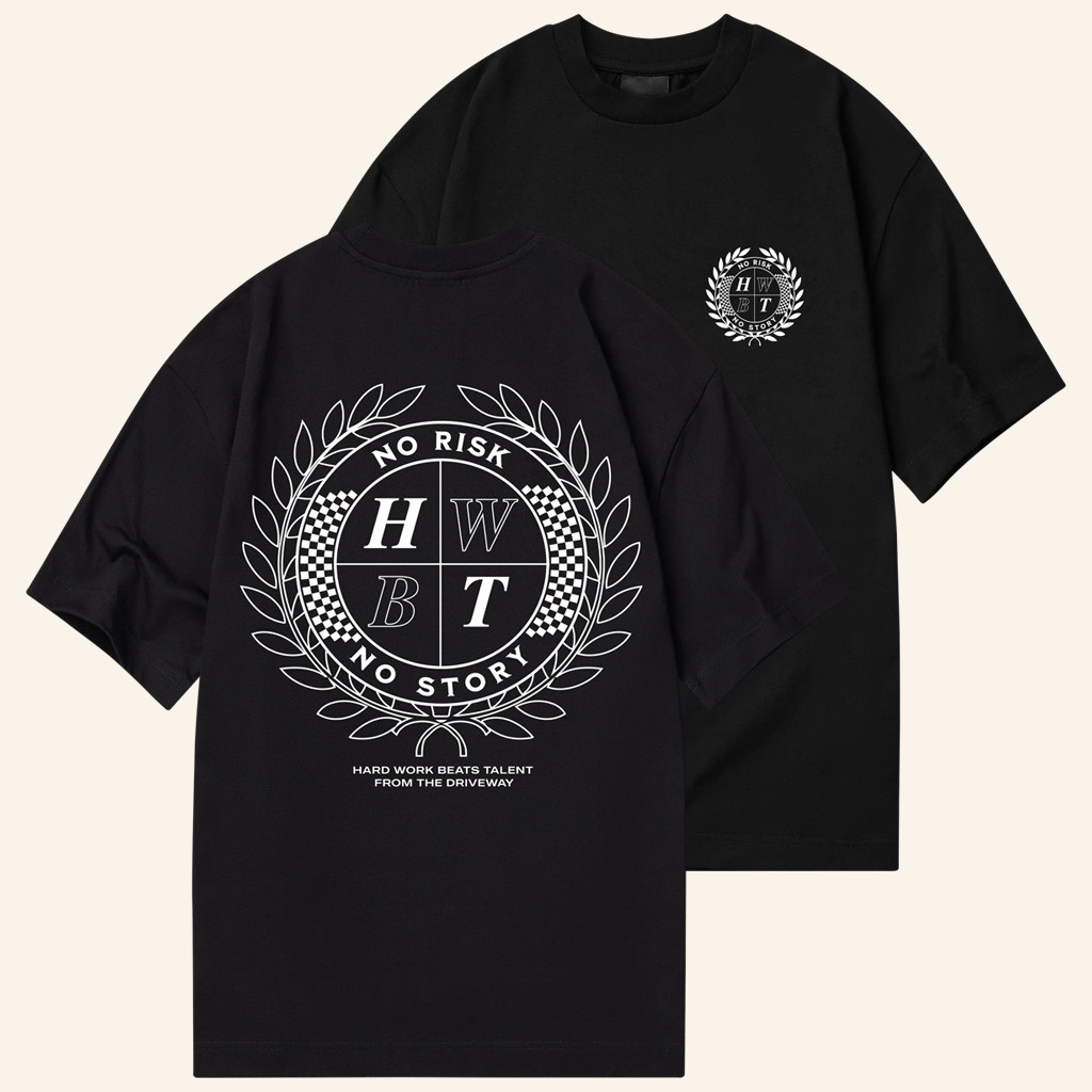 HWBT Merch No Risk Crest Black T-Shirt Birthday Presents For Boyfriend