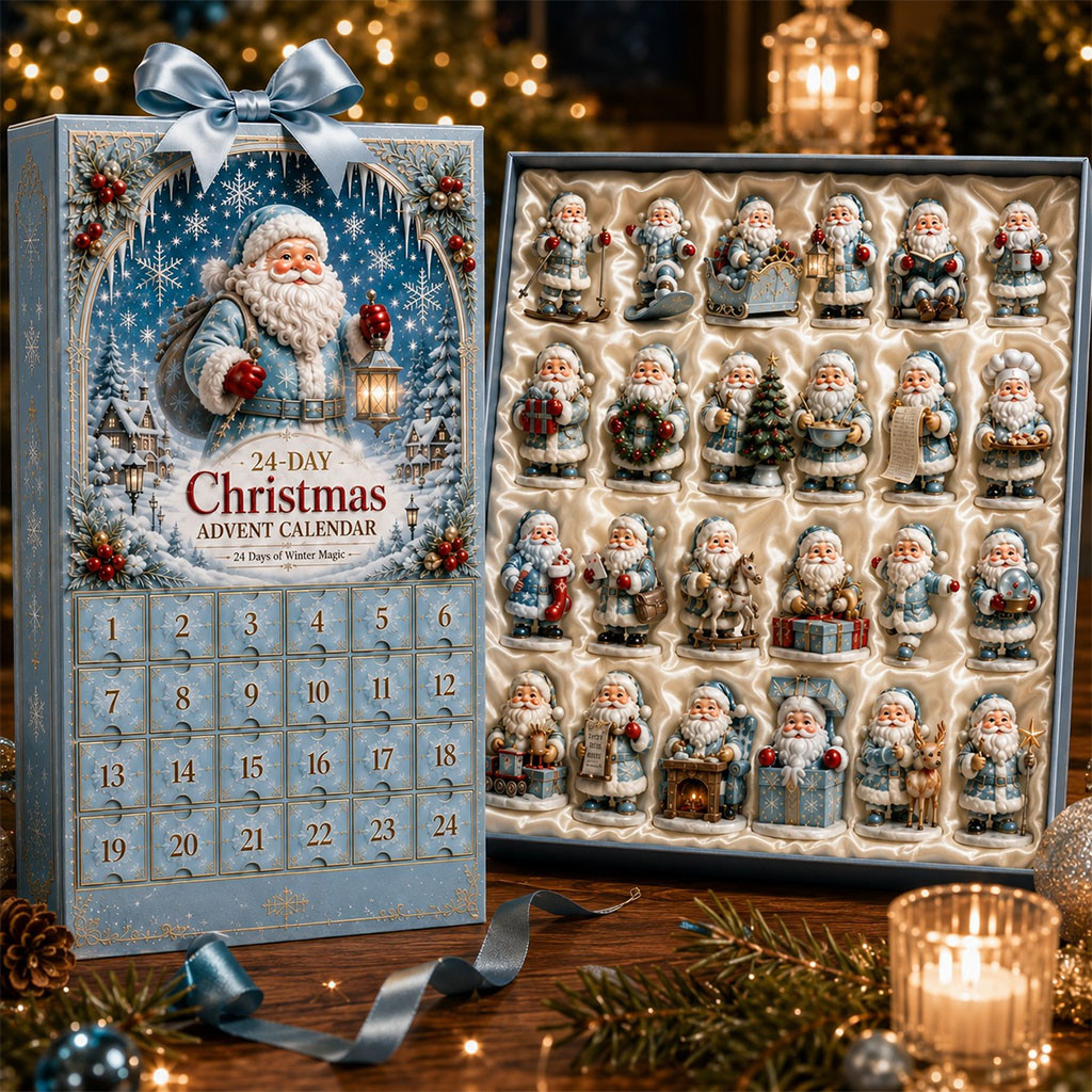 Icy Santa Claus Christmas Countdown Advent Calendar 2026 24 Days Mystery Ornaments Holiday Gift