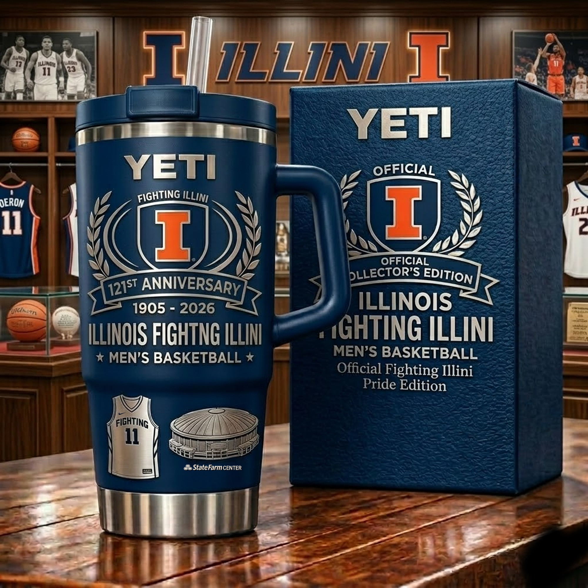 Illinois Fighting Illini Final Four Merch Illinois Basketball Tumbler 121st Anniversary Gifts