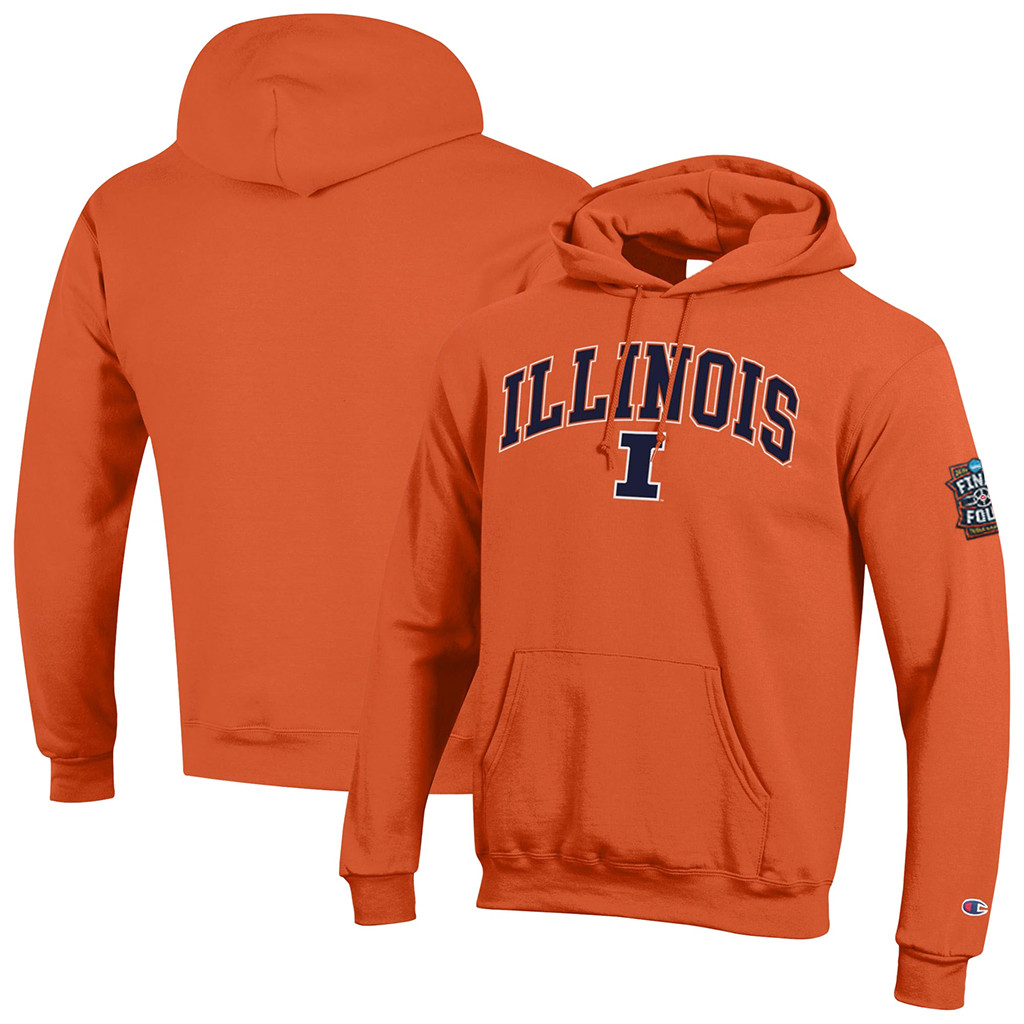 Illinois Final Four Merch 2026 Champion Orange Illinois Fighting Illini Arched Logo Hoodie