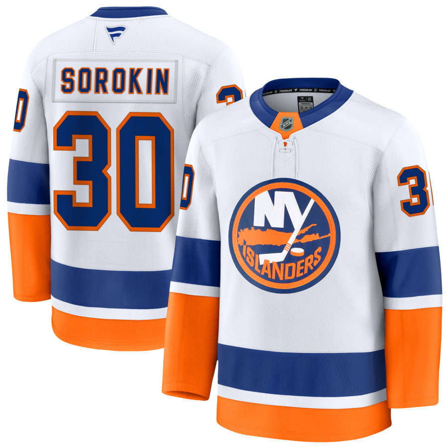 Ilya Sorokin New York Islanders 2025 Away Jersey - White 1 Ilya Sorokin New York Islanders 2025 Away Jersey - White