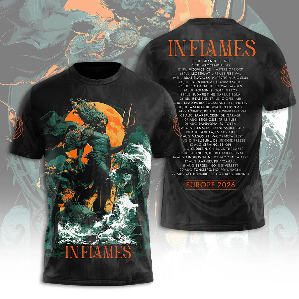 In Flames Tour 2026 T-Shirt Tour Dates Shirt In Flames Merch Gift For Band Fans