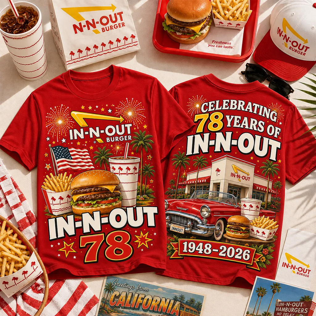 In-N-Out Burger 1948 2026 Celebration Red T-Shirt Fast Food Lover Shirt Gift For Husband